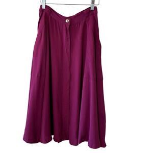 Broadway & Broome Madewell A Line Berry/Purple Button Front Midi Skirt Sz 0